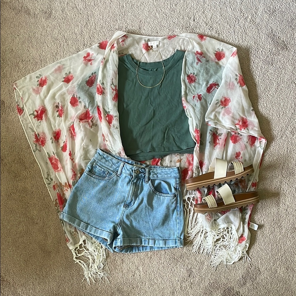 Sheer Floral Shawl